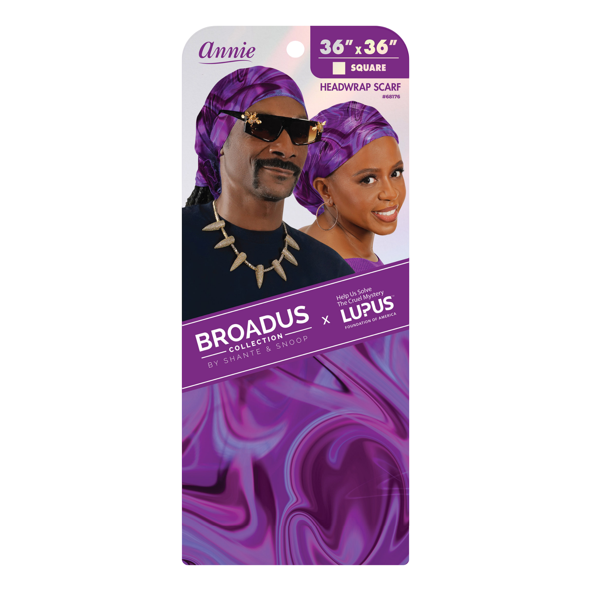 Broadus Collection Headwrap Scarf by Shante & Snoop Dogg, Purple Butterfly