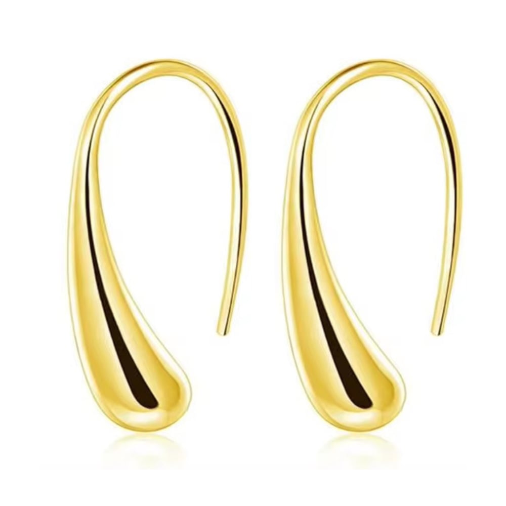 Sophia Teardrop Hook Earrings – Modern Minimalist Design in Silver or Gold