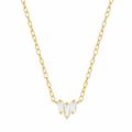 Starling Dainty Necklace with Three Emerald Cut Cubic Zirconia Stones