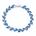 Tennis Bracelet Blue Sapphire Marquise Cut Tennis Bracelet with Blue Sapphire Cubic Zirconia