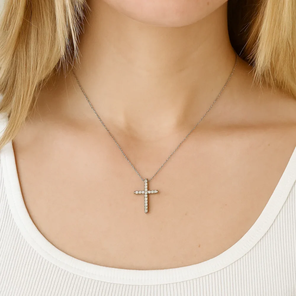 Timeless Grace CZ Cross Pendant Necklace
