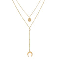 Two Layer Necklace with Moon and Gypsy Coin