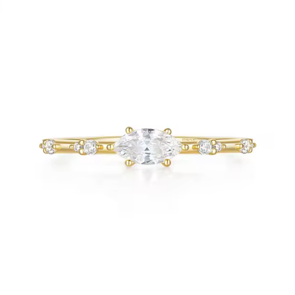 Vivid Elegant Marquise-Cut Cubic Zirconia Ring
