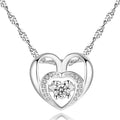 Double Heart Necklace with Cubic Zirconia Necklace