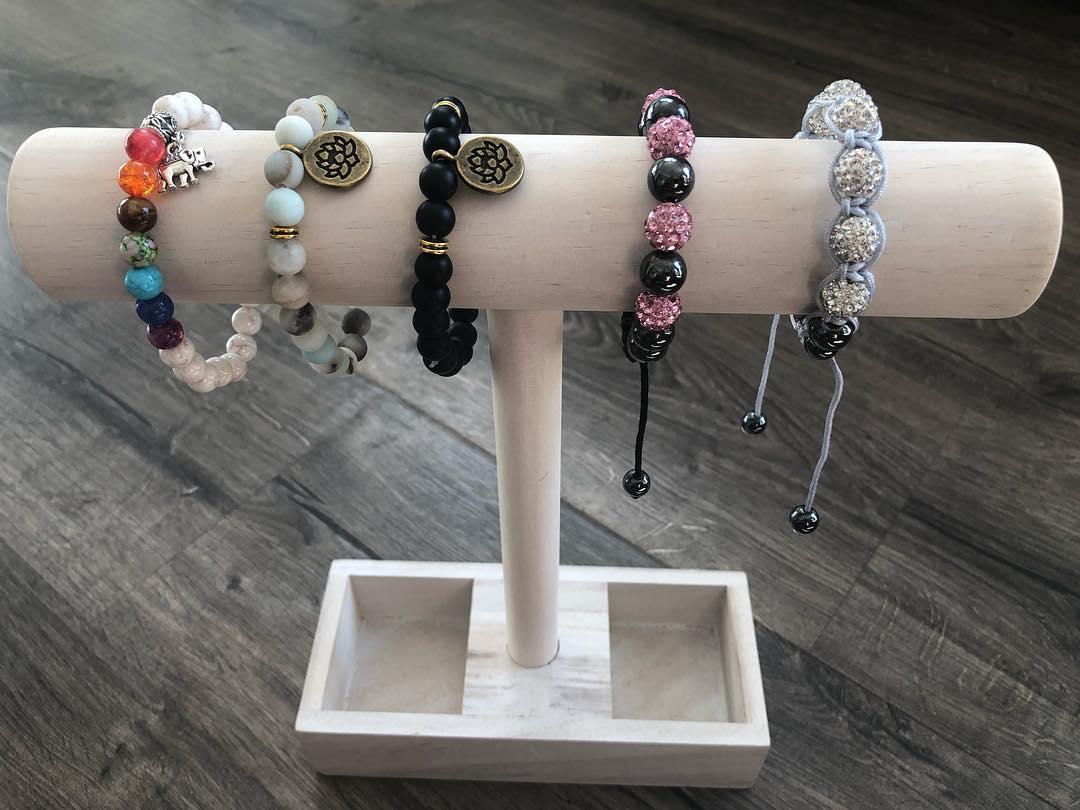 Yoga Bracelets Black Beaded with Spiritual Charms